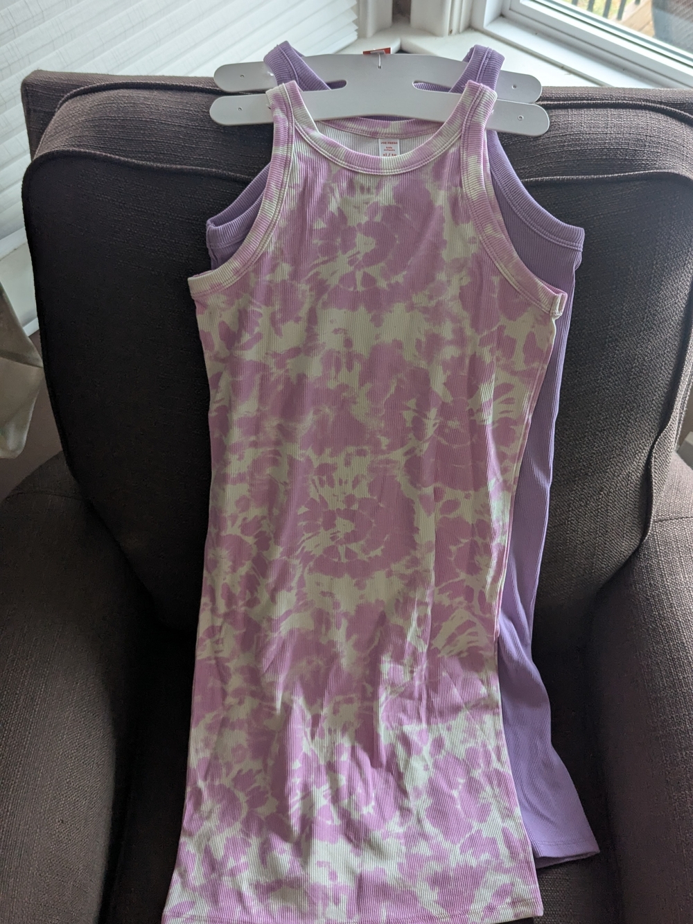 Joe Fresh Lavender Tie-Dye Ribbed Tank Dresses - 2 Pack